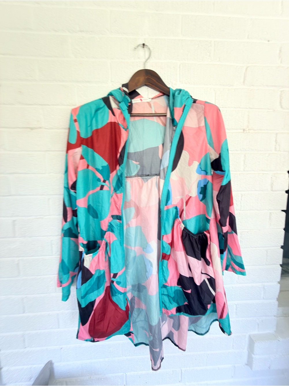 Lightweight Women’s Teal & Pink Hooded Utility Jacket